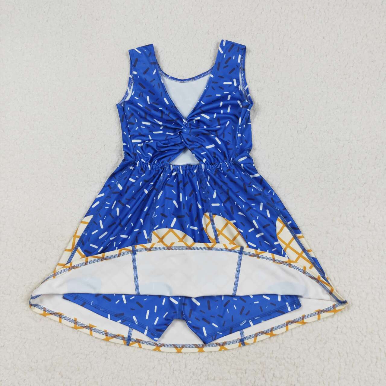 Baby girls blue active wear athletic summer yoga lace ruffle dress
