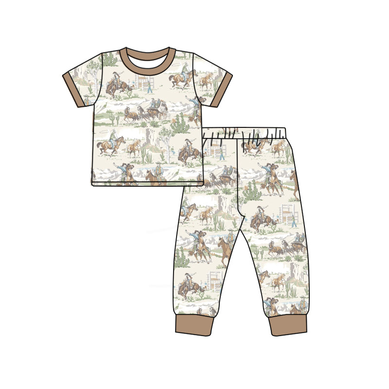Western cowboy design kids pajama set wholesal factory price