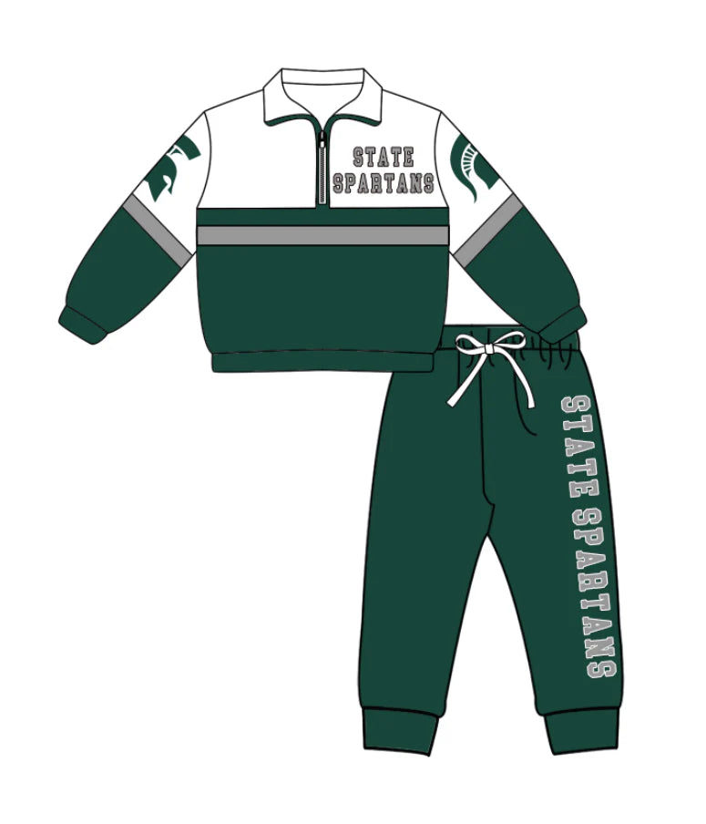 Kids long sleeve team pullover top matching pants outfit wholesal factory price