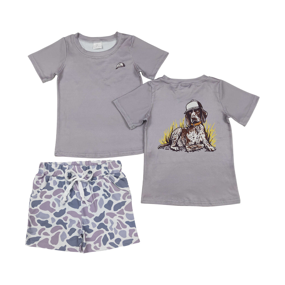 Baby boy dog hunting shirt matching camo shorts summer outfit