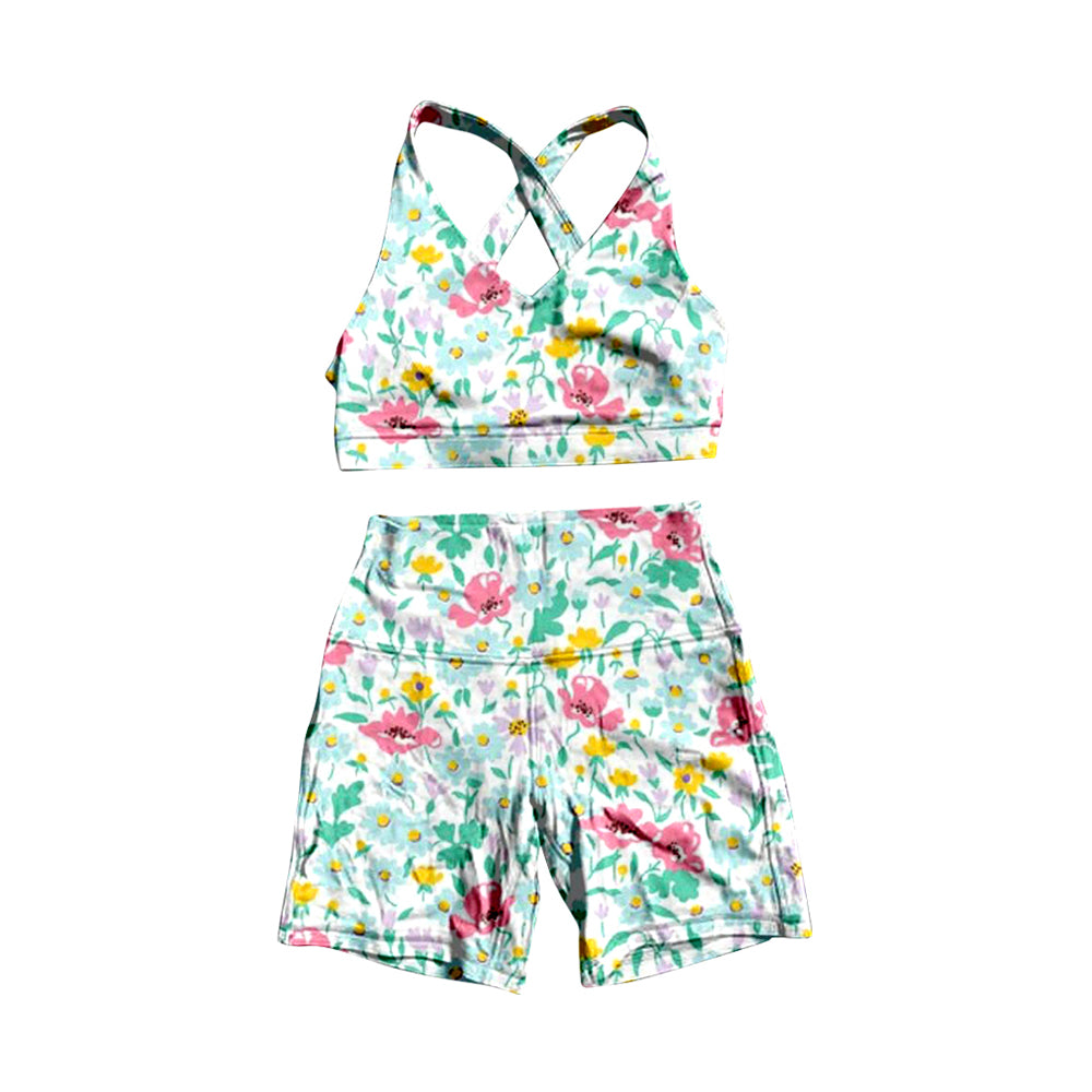 Floral design baby girls wholesale summer swimwear