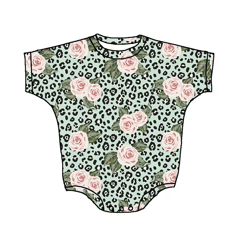 toddle baby cheetah floral short sleeve romper