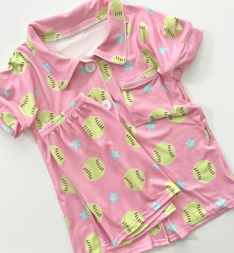 Toddle baby boy summer softball pajama set outfit