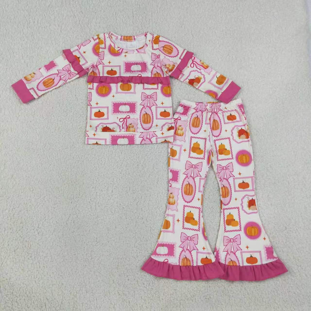 Christmas santa claus long sleeve top matching pants girl outfit