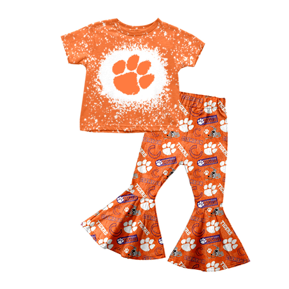 baby girls orange team design bell bottoms outfit