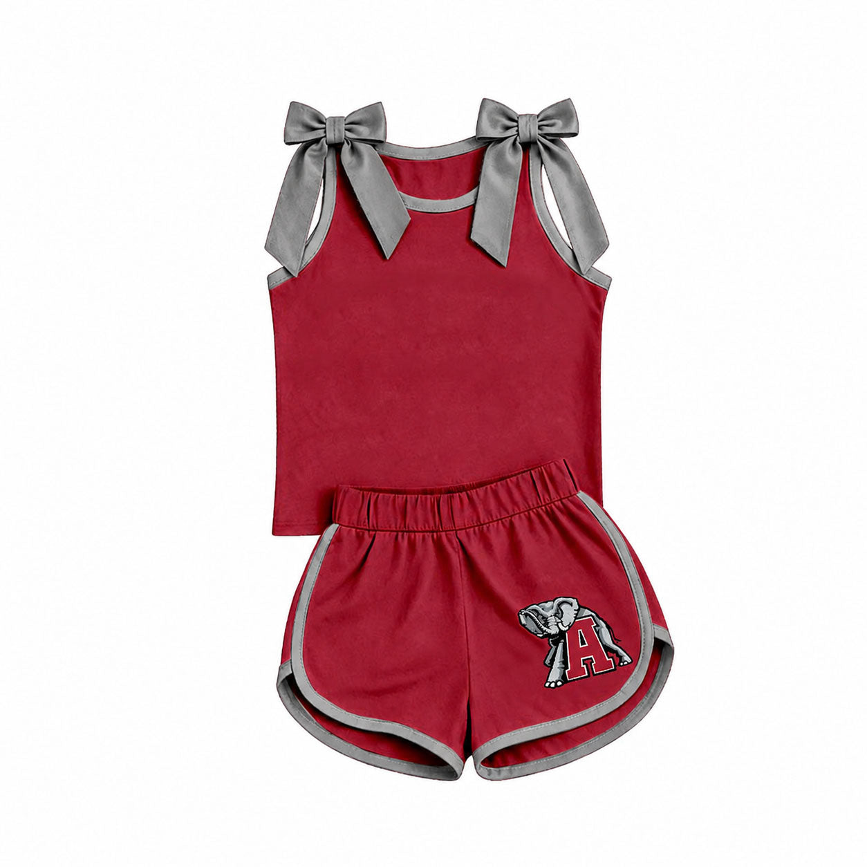 Custom team bow top matching shorts girls summer outfit