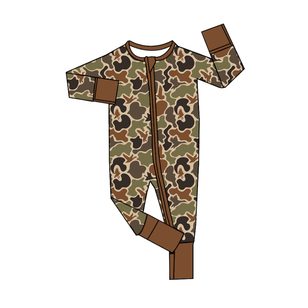 baby long sleeve mallard duck camo zip romper