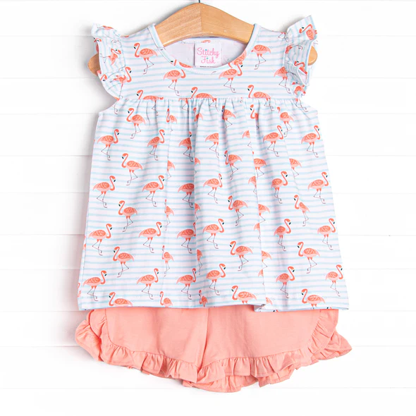 baby girls flamingo summer outfit