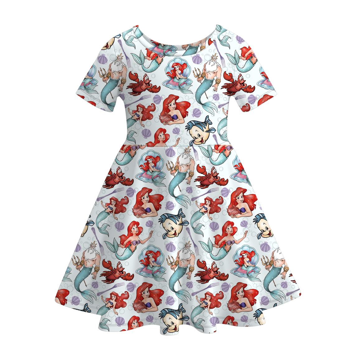 whoesale kids girls mermaid cartoon boutique dress