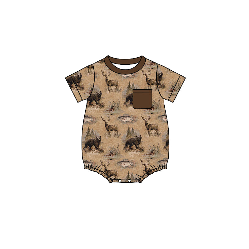 infant baby boy bear reindeer fish animal romper