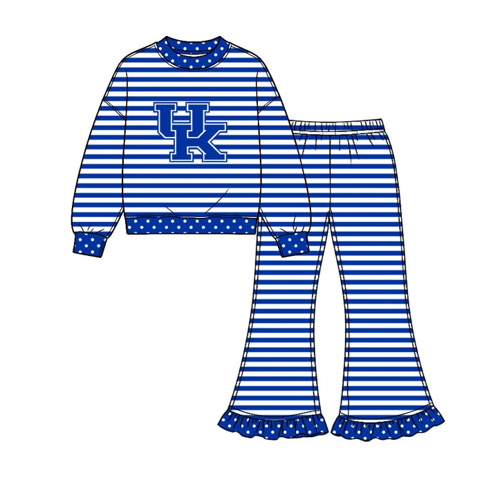 Baby girl custom team cheer design long sleeve top pants set