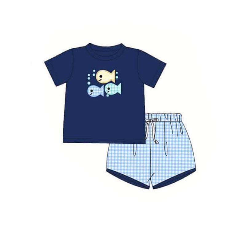 boy sea fish summer beach clothes