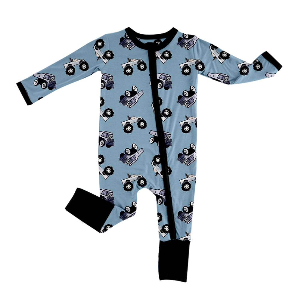 infant baby boy long sleeve tractor zip romper