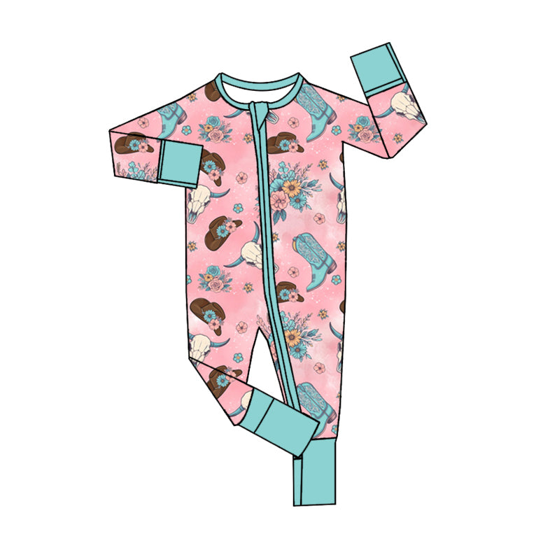 cowgirl western long sleeve zip romper