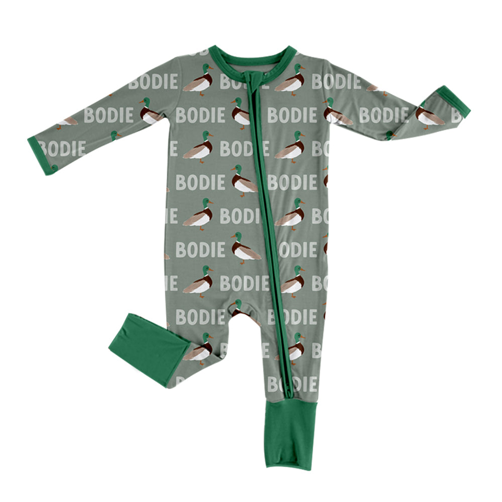 infant baby boy long sleeve mallard duck zip romper