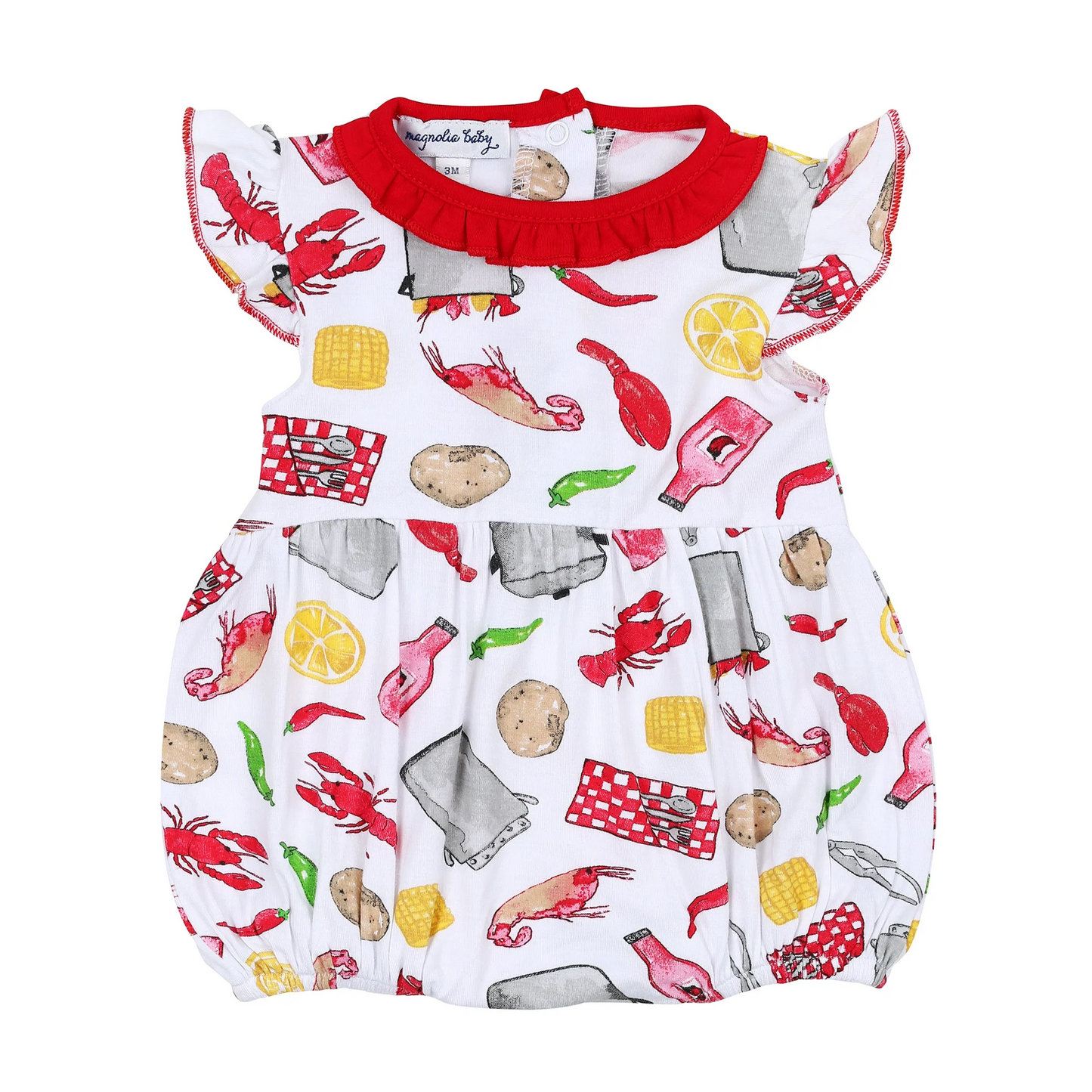 toddle girls crawfish potato corn romper