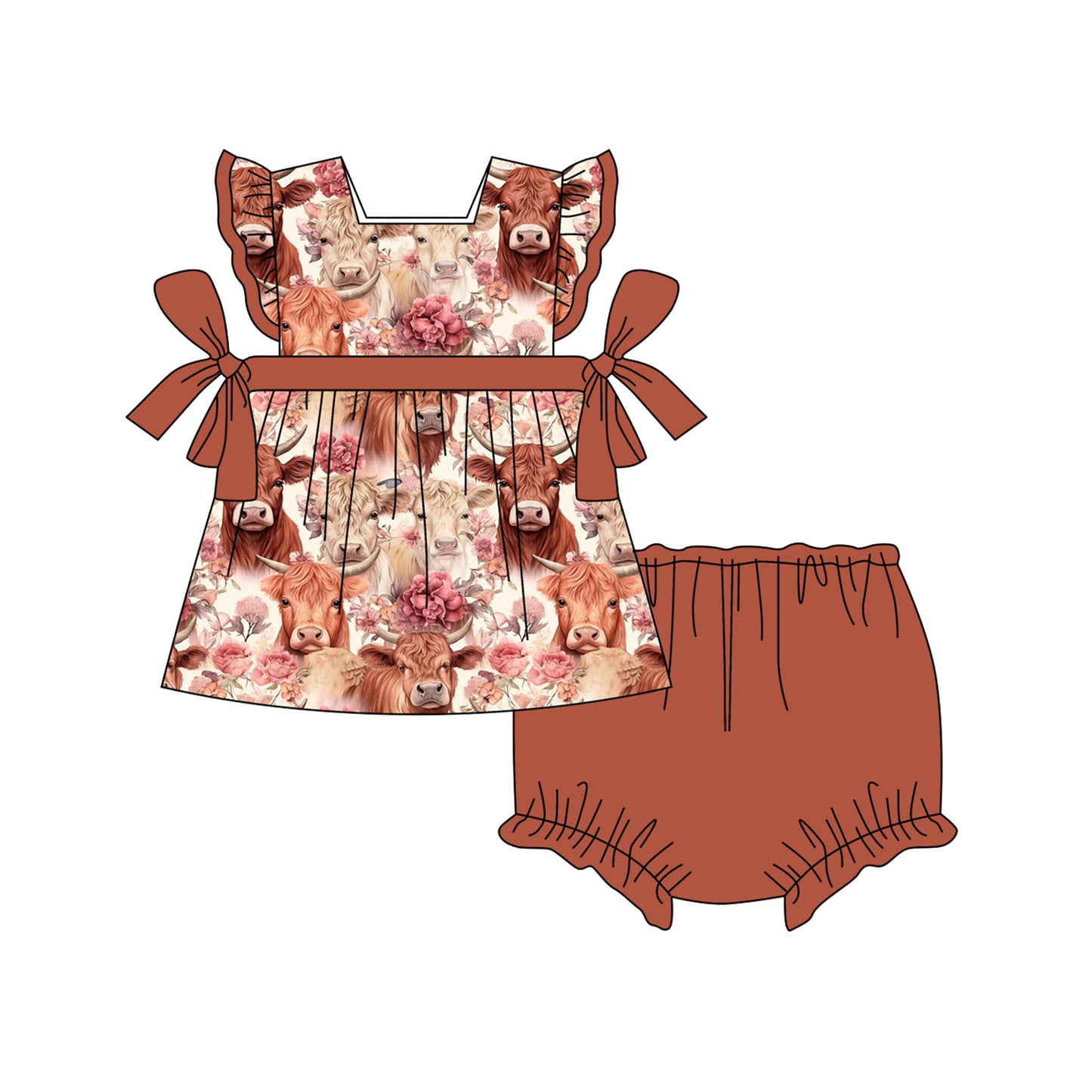 baby girl wholesale cow clothing set