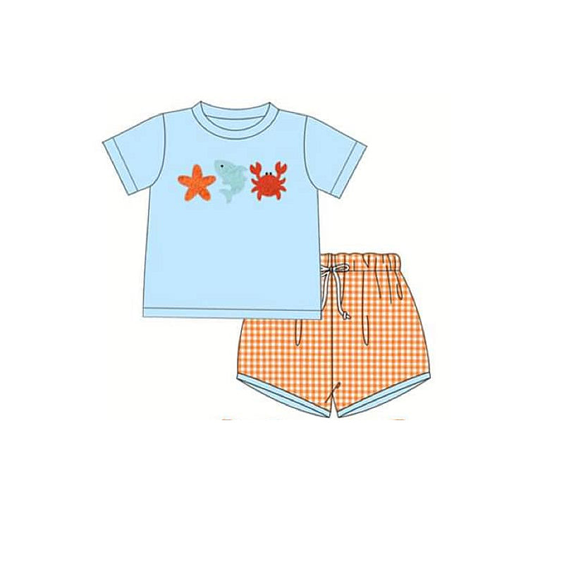 starfish fish crab baby boy beach clothes