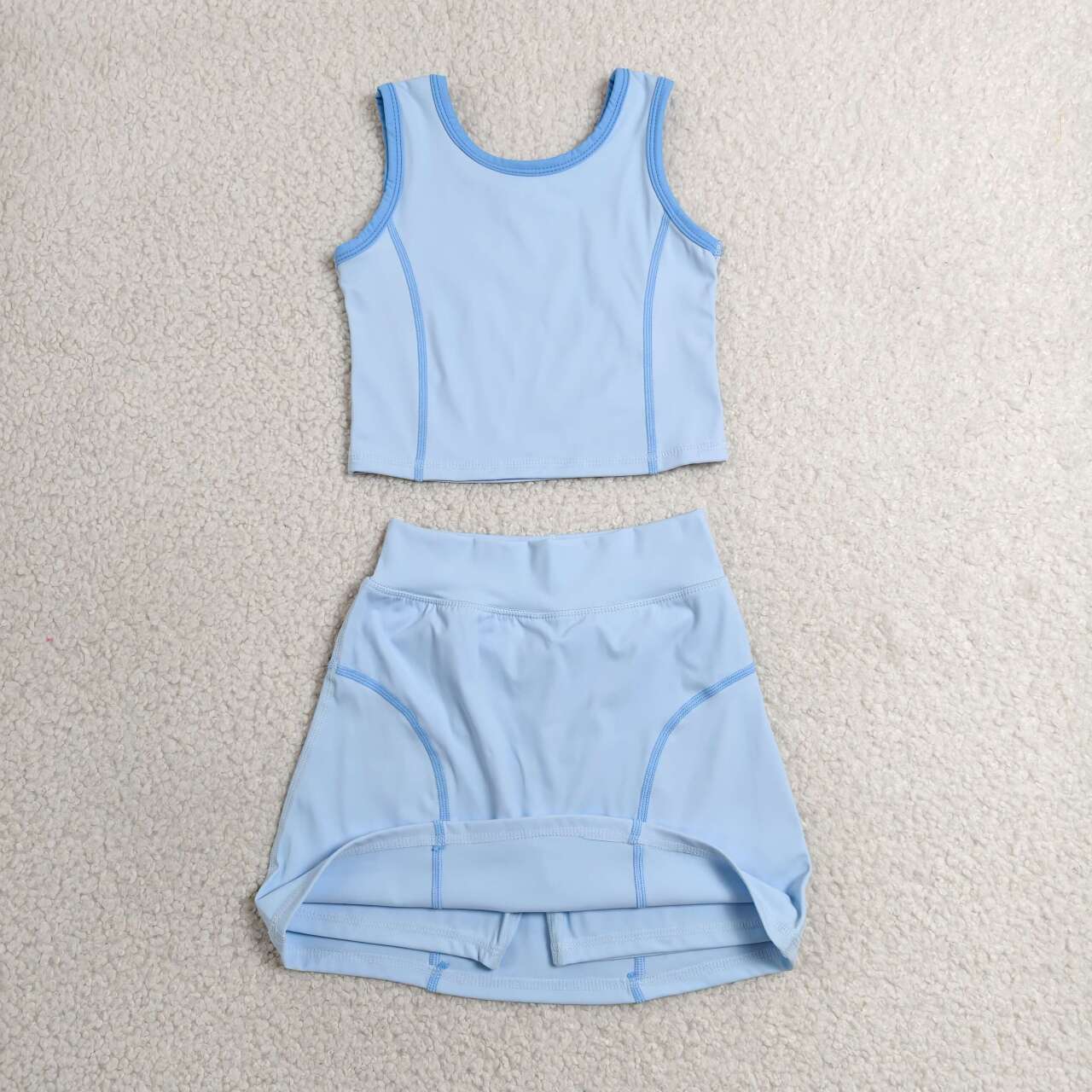 Light green yoga tank top matching skirts girls active wear outfit