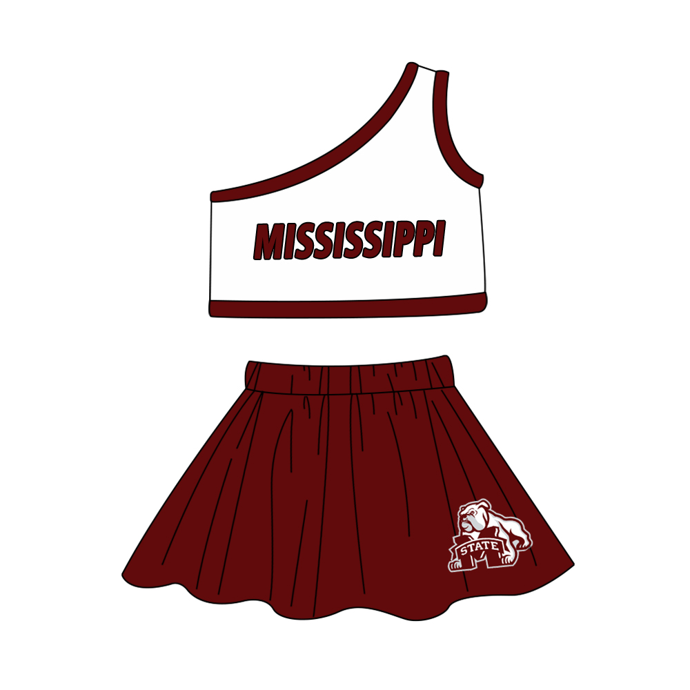 wholesale baby girls colleague team cheer skirt 2pcs clothes