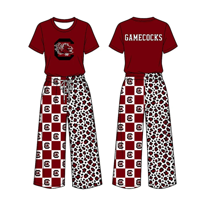 Baby girl custom team cheer design long sleeve top pants set