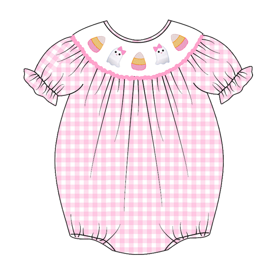 Newborn baby girls Halloween candy corn ghost pumpkin romper