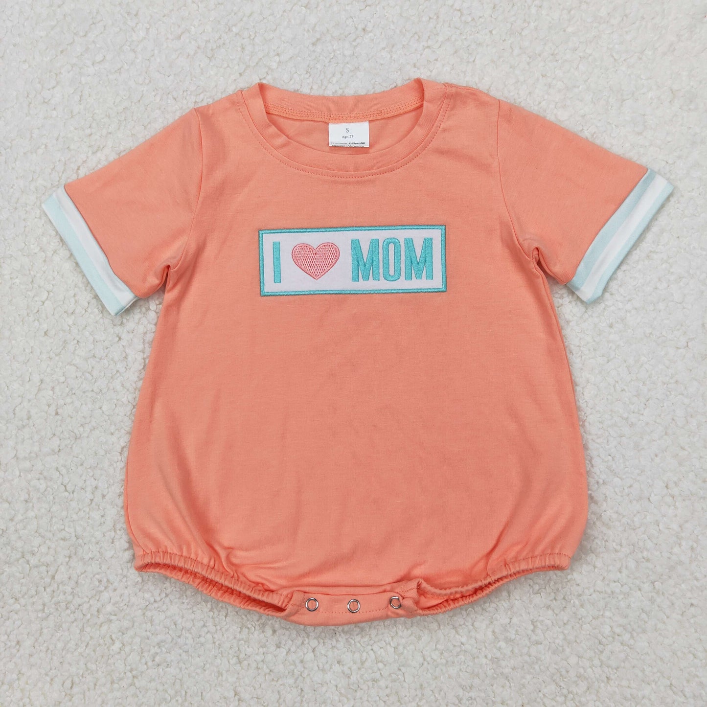 Embroidery I love mom Mothers day girls matching clothes