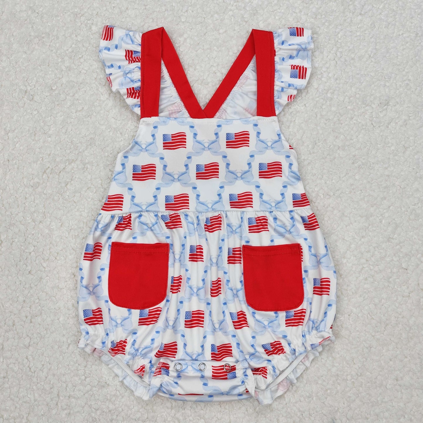 Baby boy red top plaid shorts July 4th matching outfit