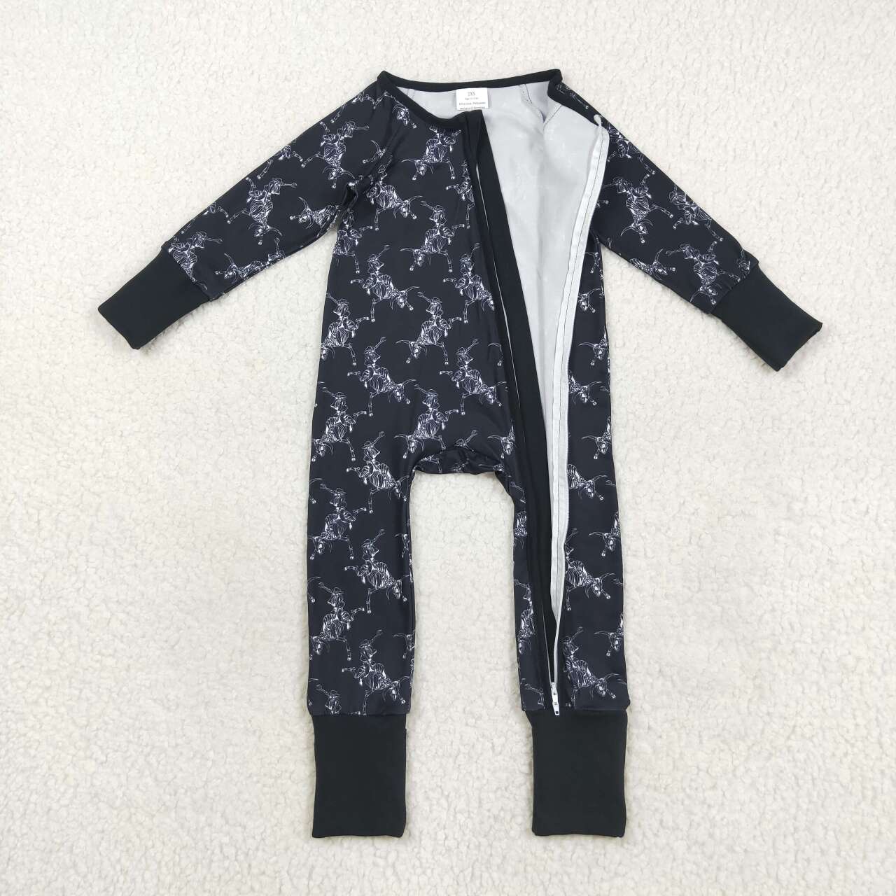 Western cowboy kids long sleeve romper