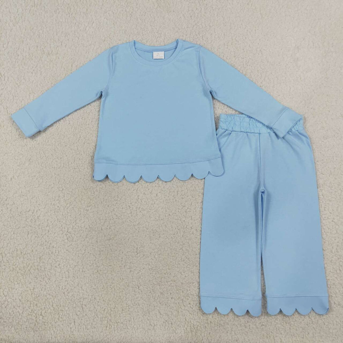 Girls long sleeve blue color matching outfit