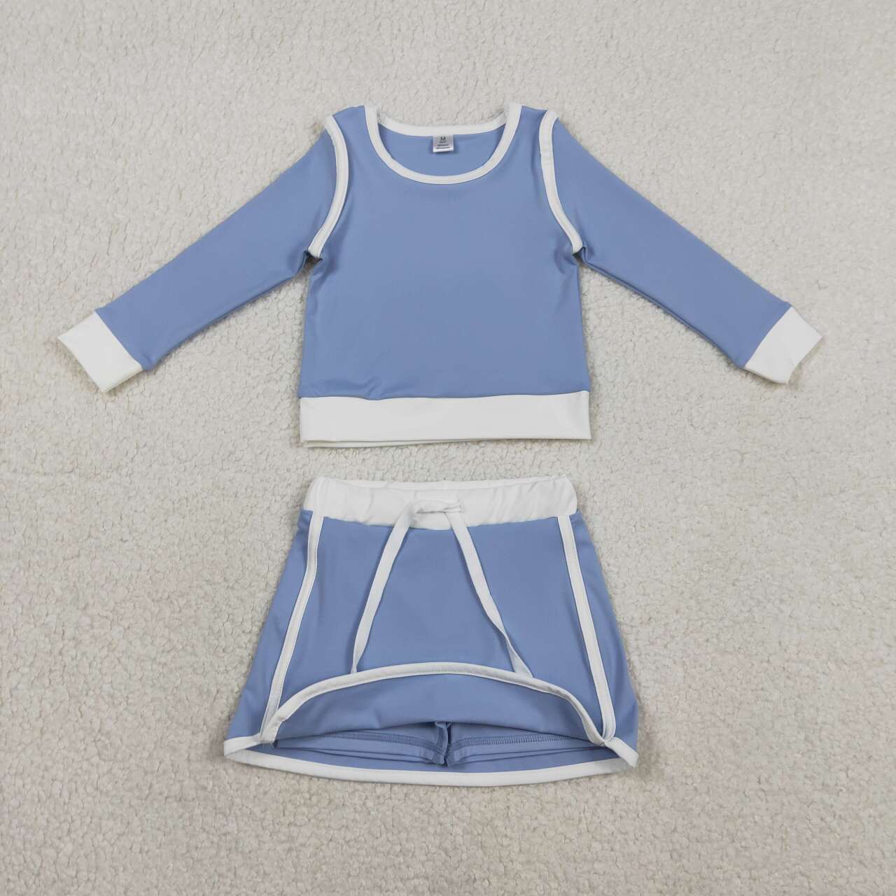 Blue yoga top matching skirts girls outfit
