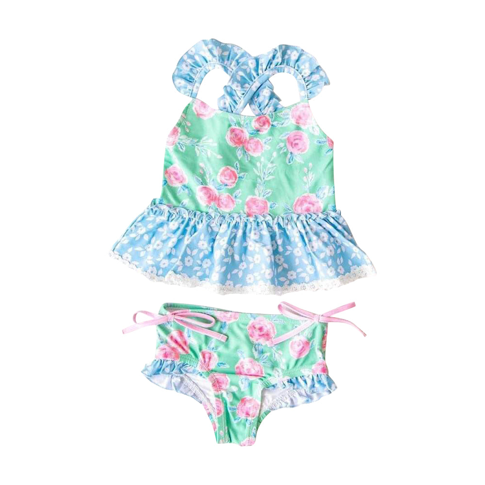 baby girls floral two pieces bathing suit