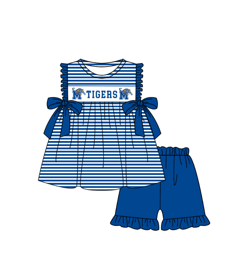 Custom team top matching shorts girl summer outfit
