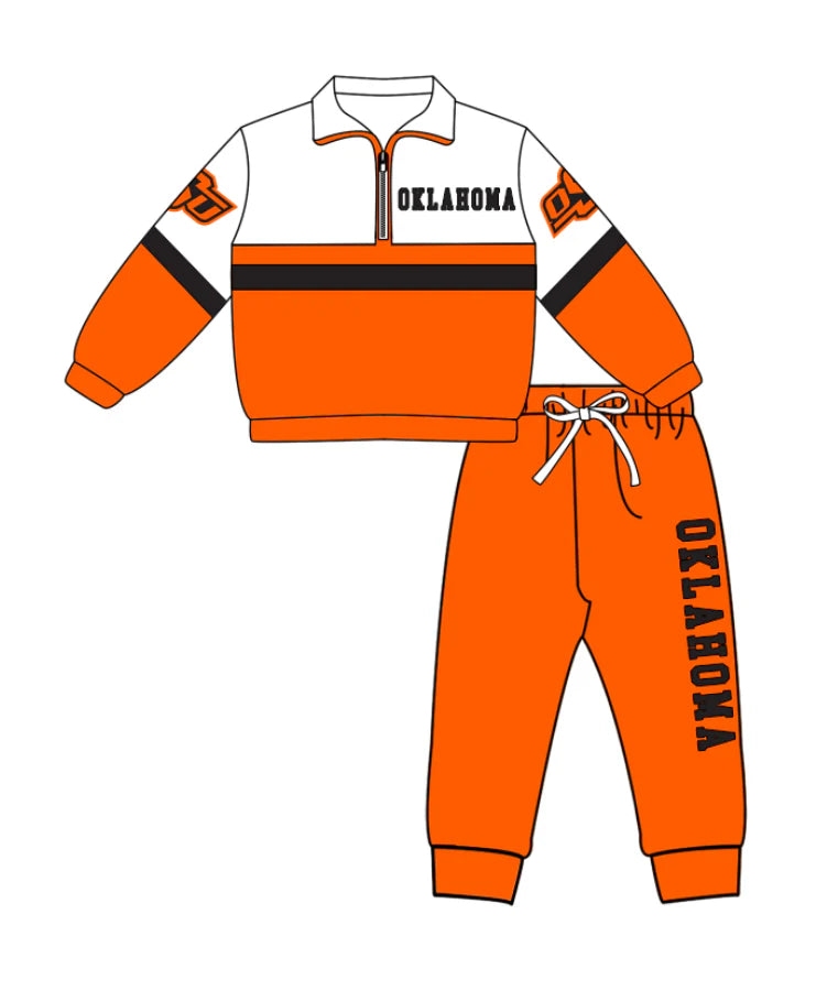 Kids long sleeve team pullover top matching pants outfit wholesal factory price