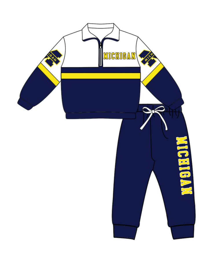 Kids long sleeve team pullover top matching pants outfit wholesal factory price