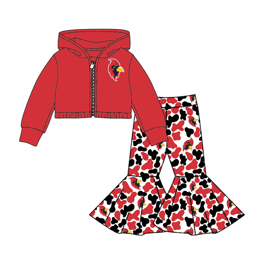 Girls long sleeve zip top matching pants custom team outfit
