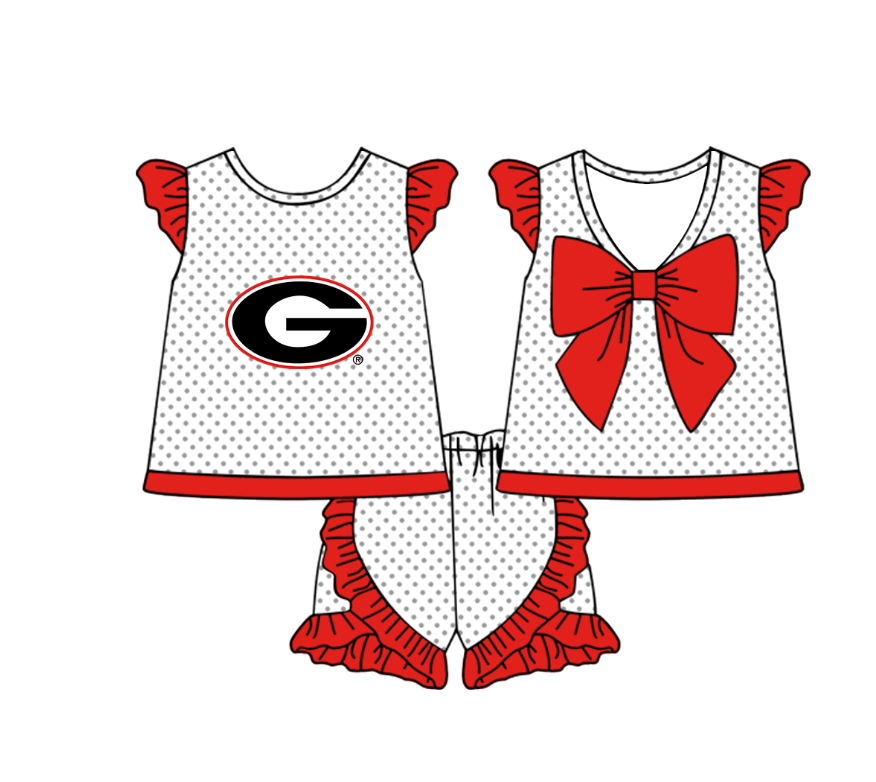 Custom team top matching shorts girl summer outfit