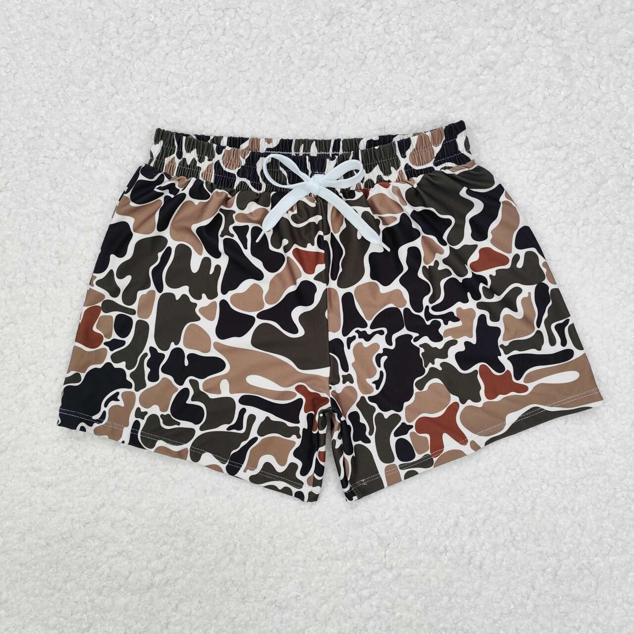 USA SHOP Dark green brown camo boys summer swim trunks