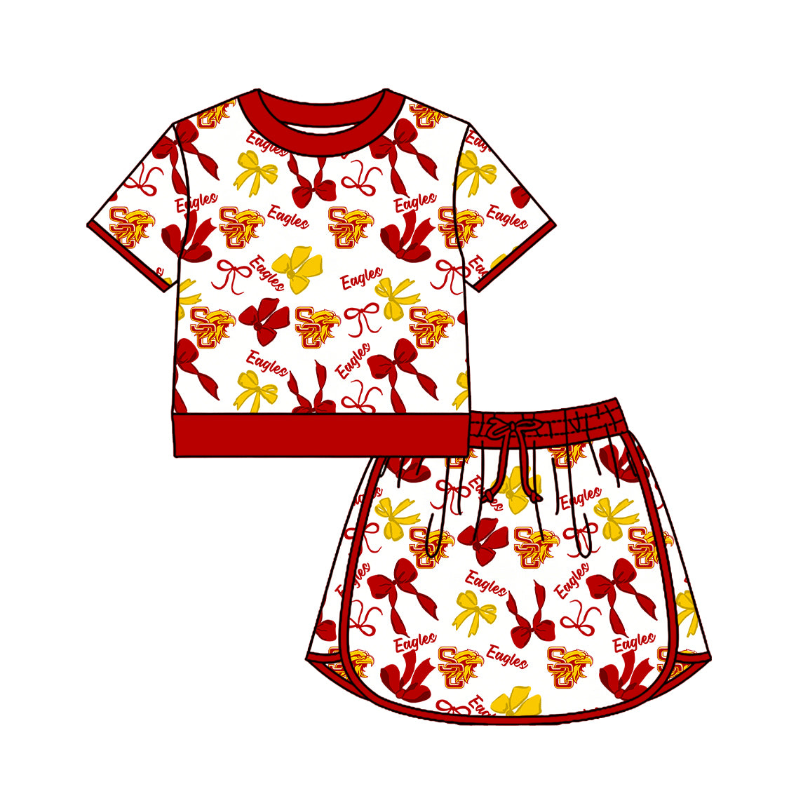 Custom team pullover top matching skorts girl summer outfit