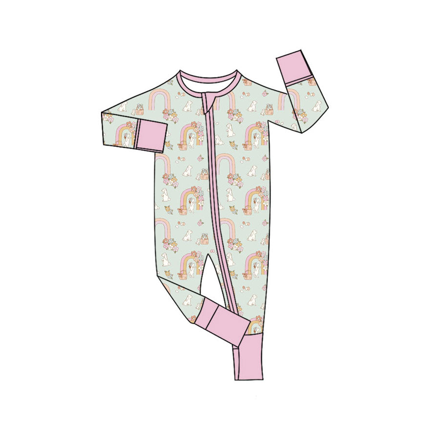 Easter bunny design kids long sleeve boutique romper