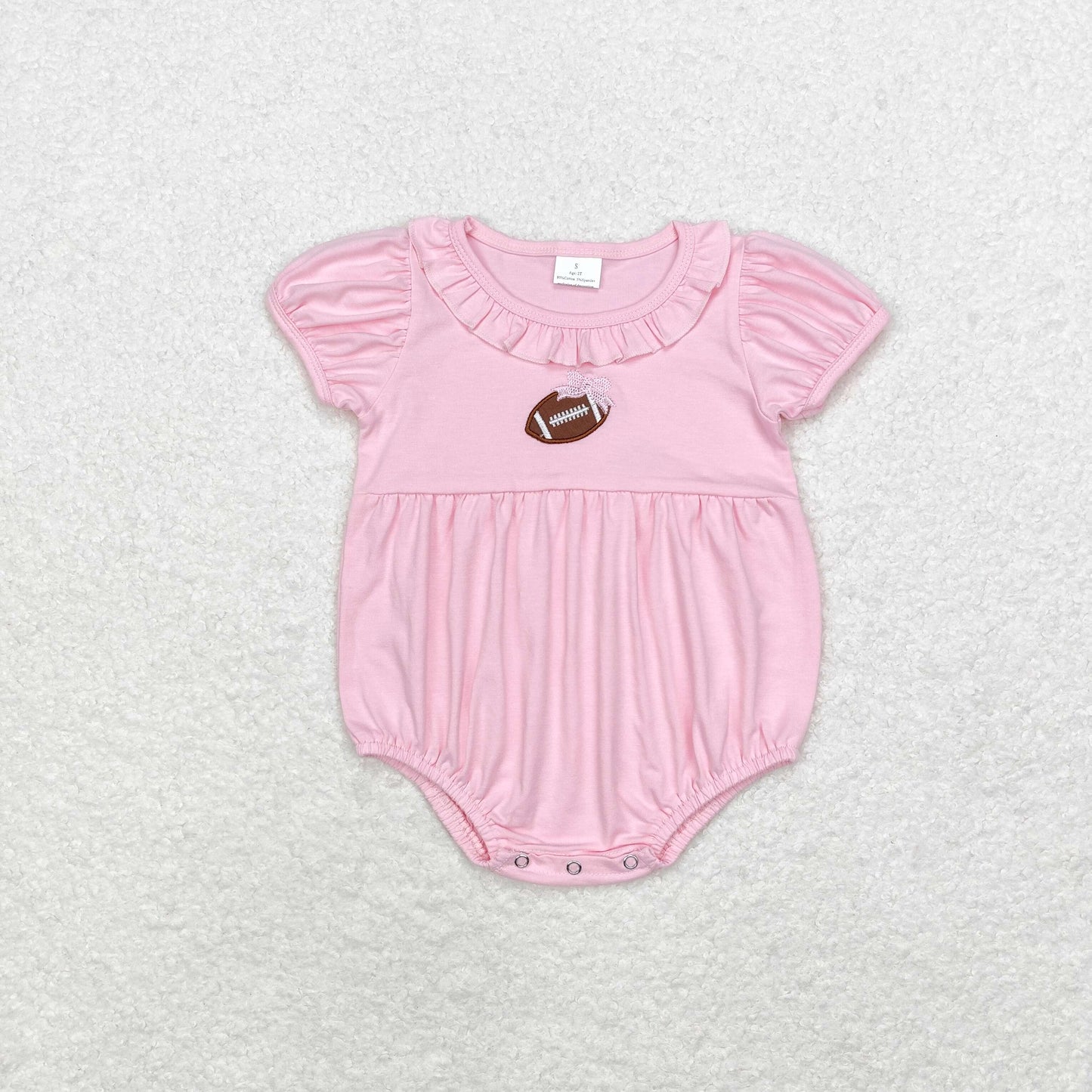 Sister brother stripes embroidery football romper