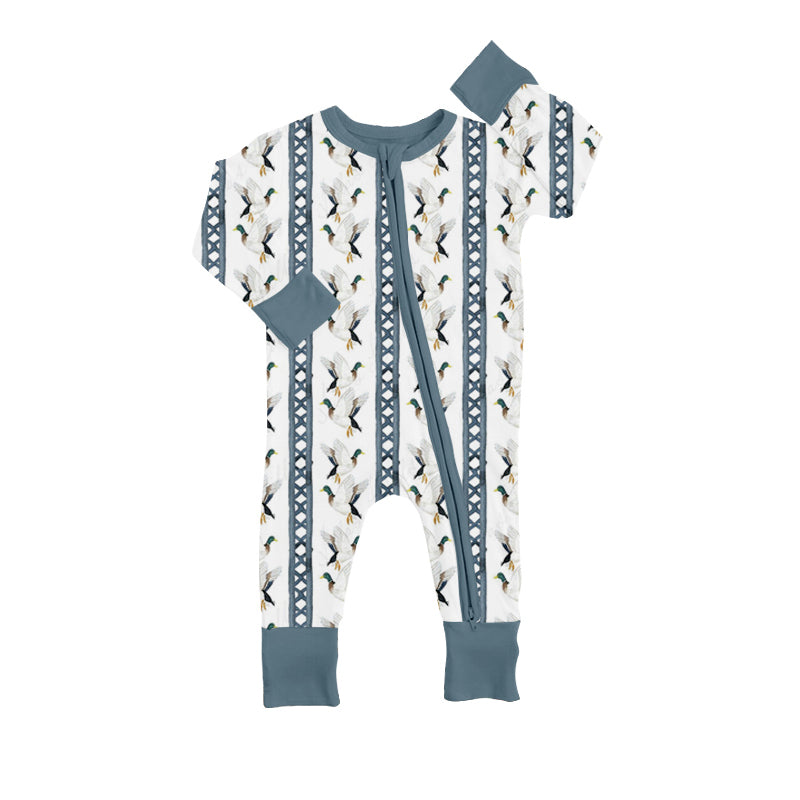 baby long sleeve mallard duck zip romper