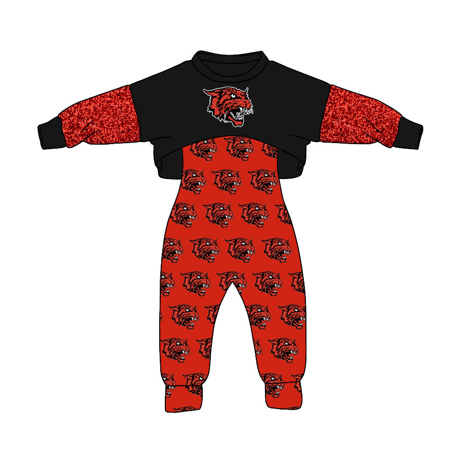 Girls team top suspender 2pcs clothes set