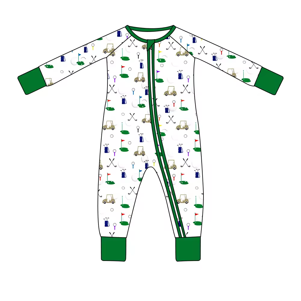 infant baby long sleeve golf sports zip romper