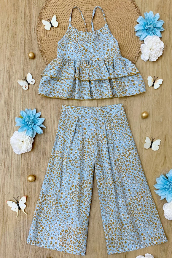 baby girls cheetah design 2pcs boutique outfit