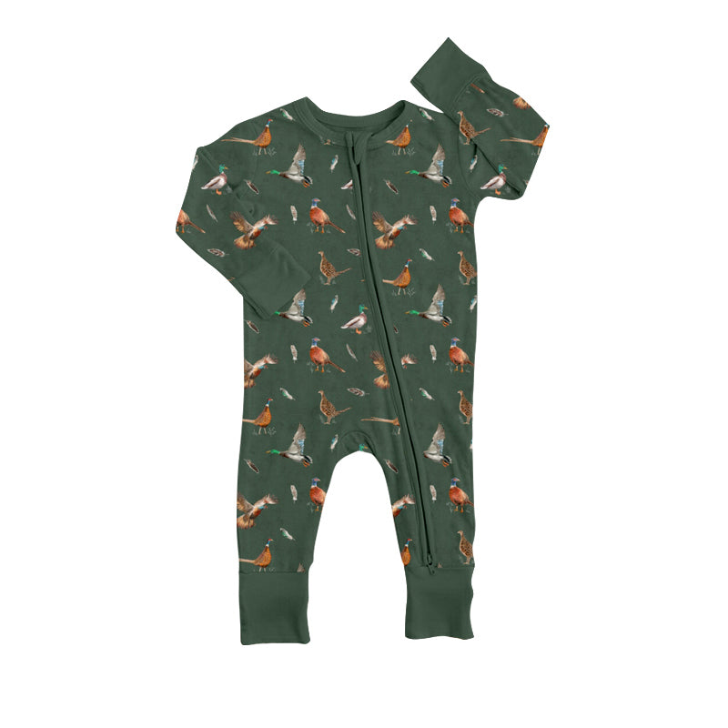 mallard duck long sleeve zip romper