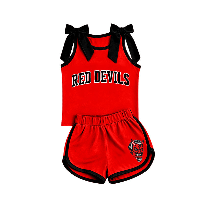 Custom team bow top matching shorts girls summer outfit