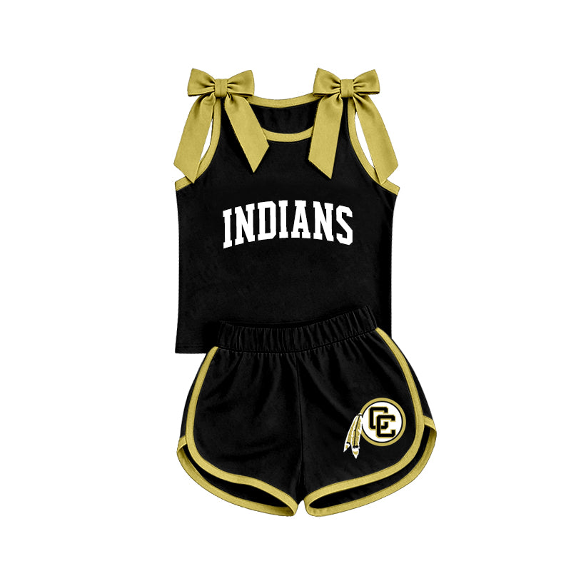 Custom team bow top matching shorts girls summer outfit