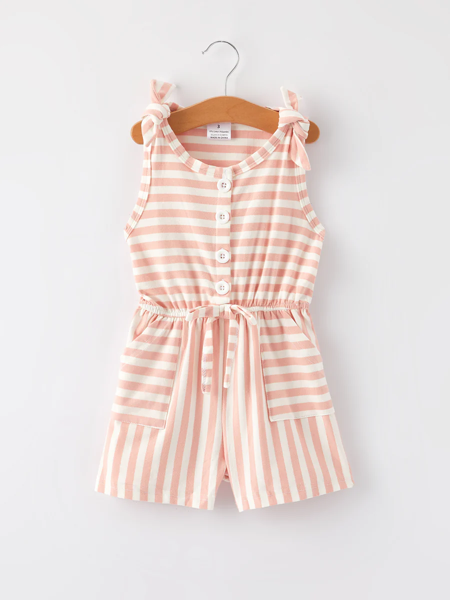 baby girls pink stripe summer jumpsuit