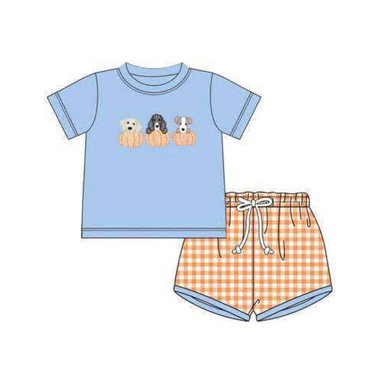 toddle boy short sleeve pumpkin dog outfit